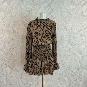 TCEC Zebra Print Ruffle Blouse